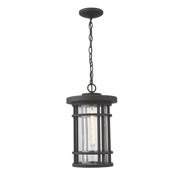 Z-Lite Jordan 1 Light Outdoor Chain Mount Ceiling Fixture, Oil Rubbed Bronze And Clear Seedy 570CHB-ORB - main